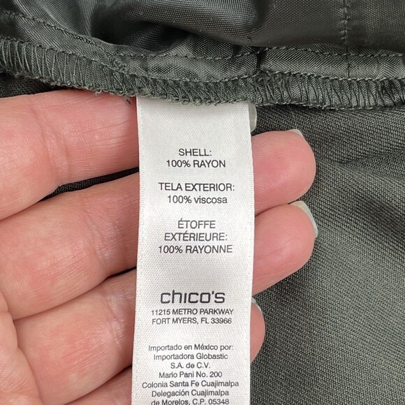 Chicos Women's Green Pull On Cargo Pocket Drawstring Ankle Pants - Picture 15 of 16